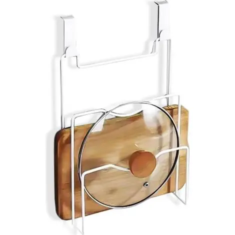 Support vertical pour couvercles de casseroles rangement mural sans perforation égouttoir planches à découper Blanc | Tendance
