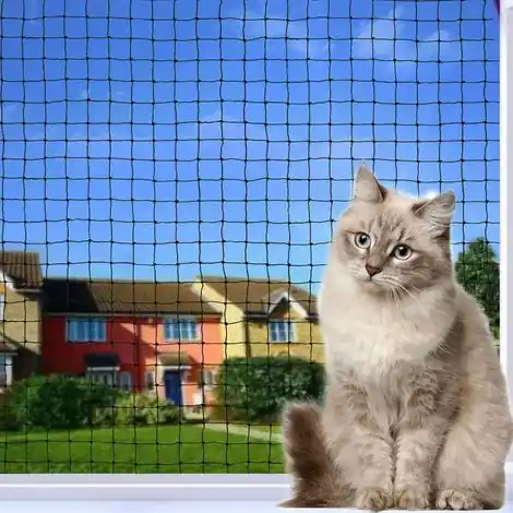 Profitez-en | Filet de protection pour chat de balcon- résistant-anti-morsures-anti-âge-pour balcon et fenêtre (noir) 6 x 3 mètres
