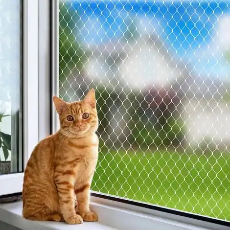 Filet de protection pour chat en nylon, filet transparent pour chat de balcon 3x4m, filet de protection pour chat de balcon découpable, aucun perçage requis pour protéger - Offre spéciale